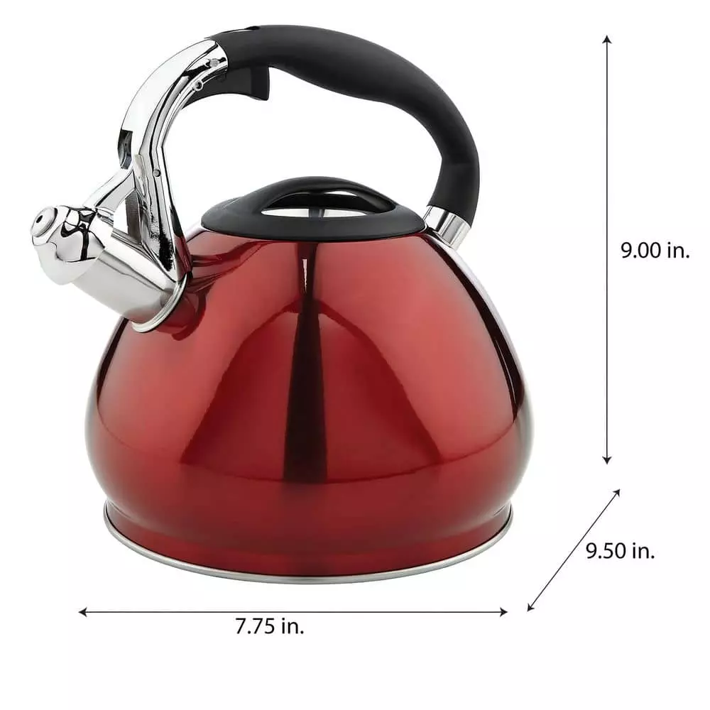 Red 10-Cup Stainless Steel Tea Kettle by Kitchen Details 8 Red 10-Cup Stainless Steel Tea Kettle by Kitchen Details - Image 6