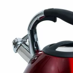 Red 10-Cup Stainless Steel Tea Kettle by Kitchen Details 17 Red 10-Cup Stainless Steel Tea Kettle by Kitchen Details -Cookware Sales Shop red kitchen details tea kettles 3550 44 1000