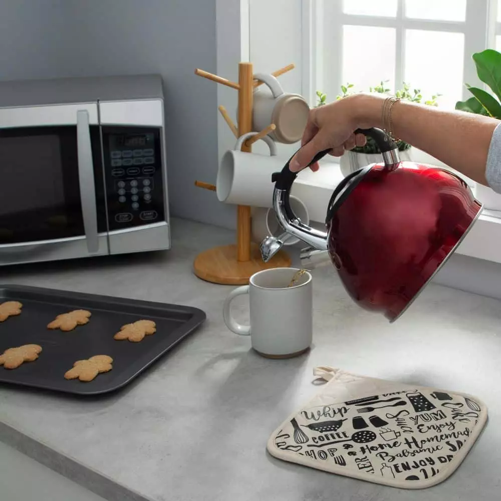 Red 10-Cup Stainless Steel Tea Kettle by Kitchen Details 7 Red 10-Cup Stainless Steel Tea Kettle by Kitchen Details - Image 5
