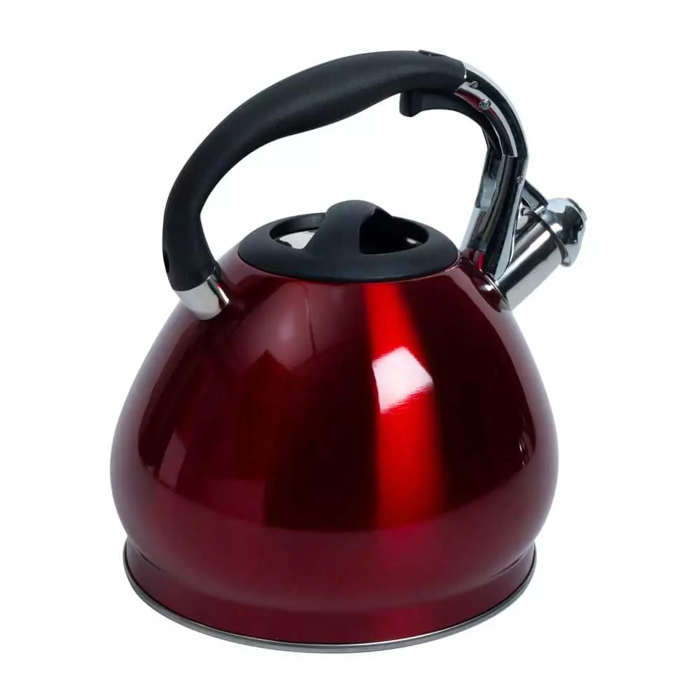 Red 10-Cup Stainless Steel Tea Kettle by Kitchen Details 5 Red 10-Cup Stainless Steel Tea Kettle by Kitchen Details - Image 3