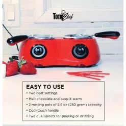 Total Chef Deluxe Chocolatiere Dual Electric Melter for Chocolate and Candy Melts, 17.6 oz. (500 g) by Koolatron -Cookware Sales Shop red koolatron fondue pots cm20 4f 1000