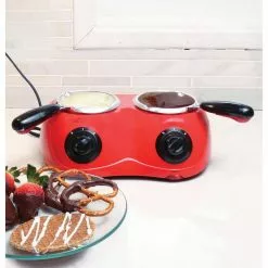 Total Chef Deluxe Chocolatiere Dual Electric Melter for Chocolate and Candy Melts, 17.6 oz. (500 g) by Koolatron -Cookware Sales Shop red koolatron fondue pots cm20 c3 1000