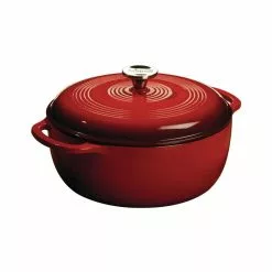 Enamelware 6 qt. Round Cast Iron Dutch Oven in Red with Lid by Lodge