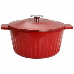 3 qt. Round Enameled Cast Iron Dutch Oven in Red with Lid by MARTHA STEWART