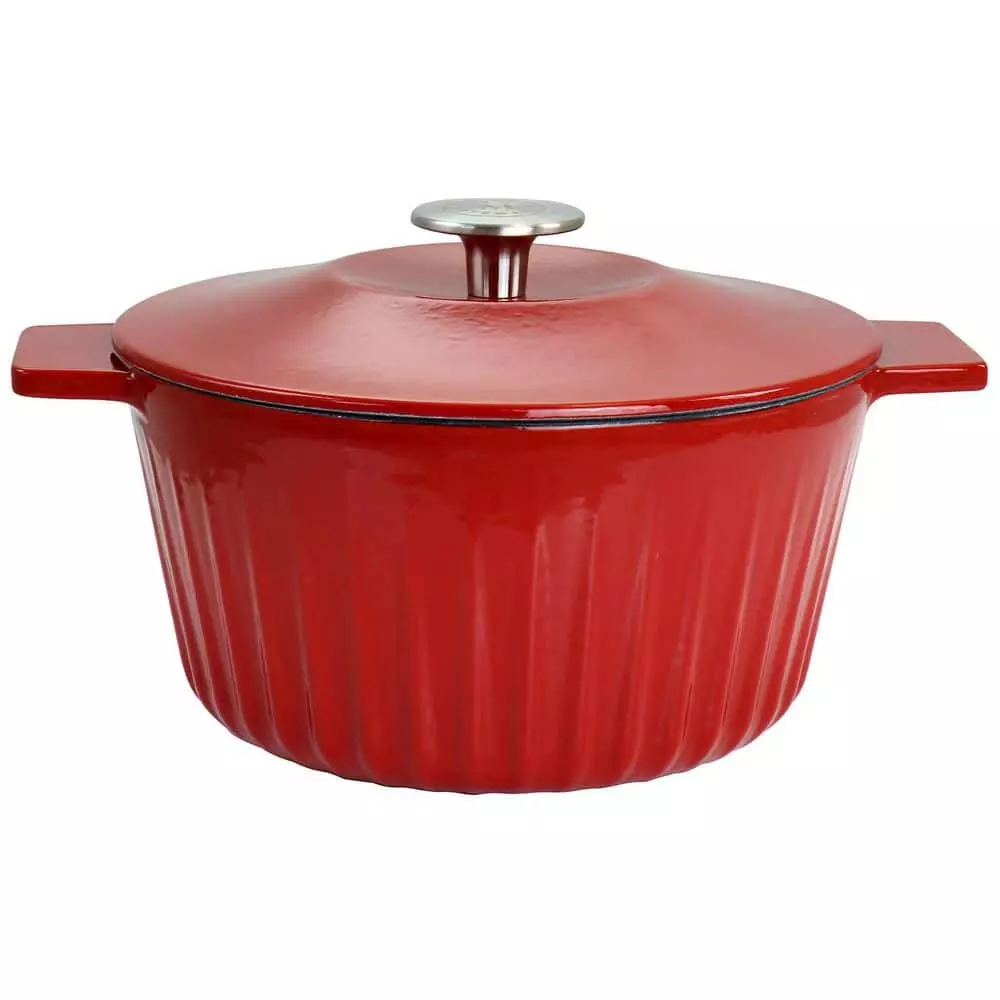3 qt. Round Enameled Cast Iron Dutch Oven in Red with Lid by MARTHA STEWART 3 3 qt. Round Enameled Cast Iron Dutch Oven in Red with Lid by MARTHA STEWART