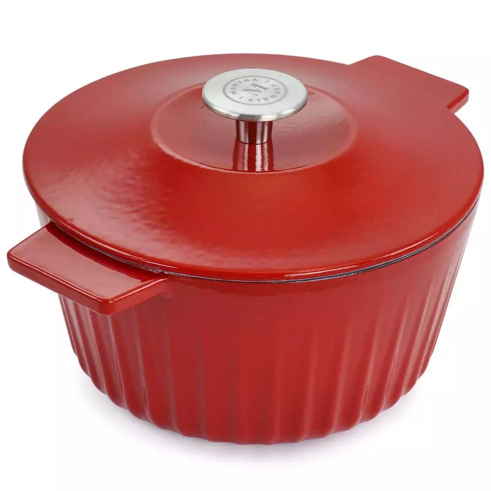 3 qt. Round Enameled Cast Iron Dutch Oven in Red with Lid by MARTHA STEWART 4 3 qt. Round Enameled Cast Iron Dutch Oven in Red with Lid by MARTHA STEWART - Image 2