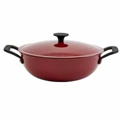 5 Piece Lite Cast Iron Non-Stick Cookware Set in Fired Brick Red by Mason Craft and More -Cookware Sales Shop red mason craft and more pot pan sets ttu v1615 ecm 44 1000
