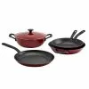 5 Piece Lite Cast Iron Non-Stick Cookware Set in Fired Brick Red by Mason Craft and More 2 5 Piece Lite Cast Iron Non-Stick Cookware Set in Fired Brick Red by Mason Craft and More -Cookware Sales Shop red mason craft and more pot pan sets ttu v1615 ecm 64 1000