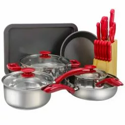 22-Piece Cookware Combo Set in Red by MegaChef