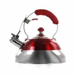 12-Cup Red Stainless Steel Whistling Kettle by MegaChef