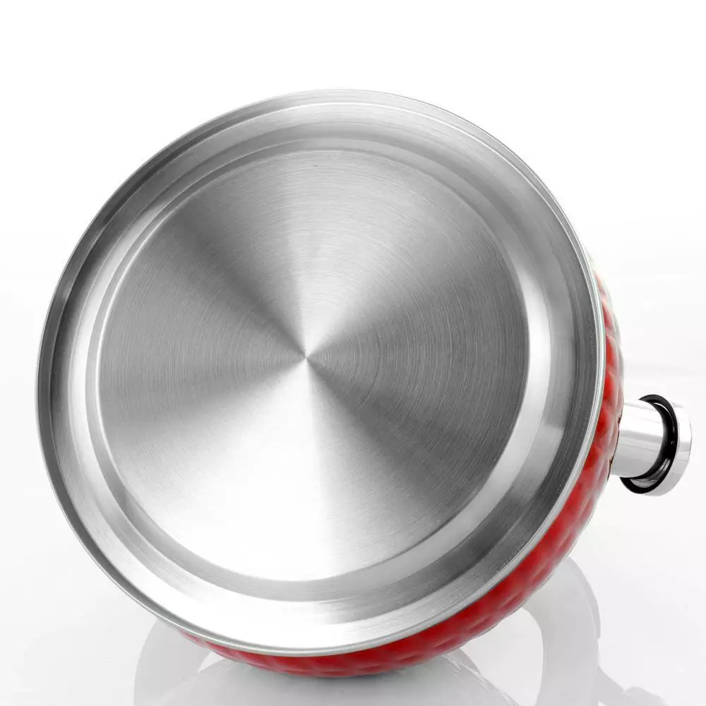 12-Cup Red Stainless Steel Whistling Kettle by MegaChef 4 12-Cup Red Stainless Steel Whistling Kettle by MegaChef - Image 2