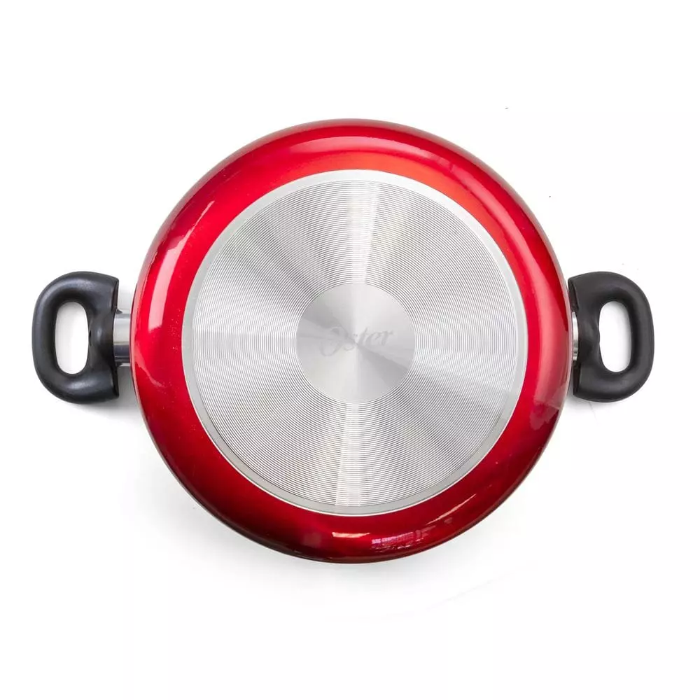 Merrion 6 qt. Round Aluminum Nonstick Dutch Oven in Red with Glass Lid by Oster 4 Merrion 6 qt. Round Aluminum Nonstick Dutch Oven in Red with Glass Lid by Oster - Image 2