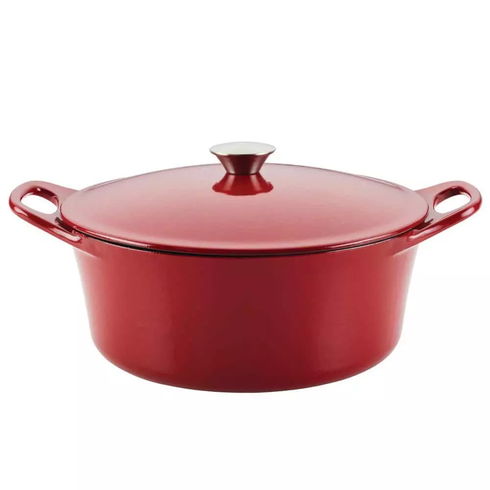 5 qt. Round Red Enameled Cast Iron Dutch Oven with Lid by Rachael Ray 3 5 qt. Round Red Enameled Cast Iron Dutch Oven with Lid by Rachael Ray
