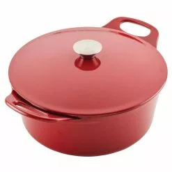 5 qt. Round Red Enameled Cast Iron Dutch Oven with Lid by Rachael Ray 18 5 qt. Round Red Enameled Cast Iron Dutch Oven with Lid by Rachael Ray -Cookware Sales Shop red rachael ray dutch ovens 48323 fa 1000