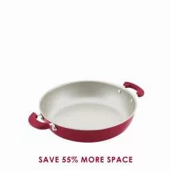 Create Delicious Stackable 8-Piece Aluminum Nonstick Cookware Set in Red Shimmer by Rachael Ray -Cookware Sales Shop red shimmer rachael ray pot pan sets 12166 1f 1000
