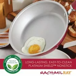 Create Delicious Stackable 8-Piece Aluminum Nonstick Cookware Set in Red Shimmer by Rachael Ray -Cookware Sales Shop red shimmer rachael ray pot pan sets 12166 76 1000