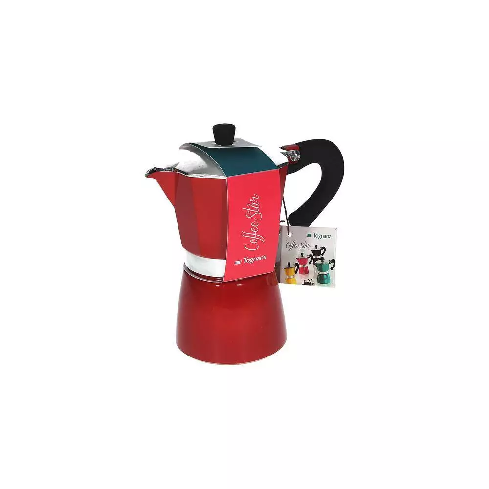 Coffee Star 6-Cup Red Cast Aluminum Coffee Maker by Tognana 5 Coffee Star 6-Cup Red Cast Aluminum Coffee Maker by Tognana - Image 3