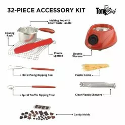 Total Chef Chocolatiere Electric Melter and Fondue Pot for Chocolate and Candy Melts, 8.8 oz. (250 g) -Cookware Sales Shop red total chef fondue pots cm10g ca 1f 1000