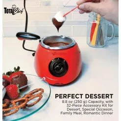 Total Chef Chocolatiere Electric Melter and Fondue Pot for Chocolate and Candy Melts, 8.8 oz. (250 g) -Cookware Sales Shop red total chef fondue pots cm10g ca 44 1000