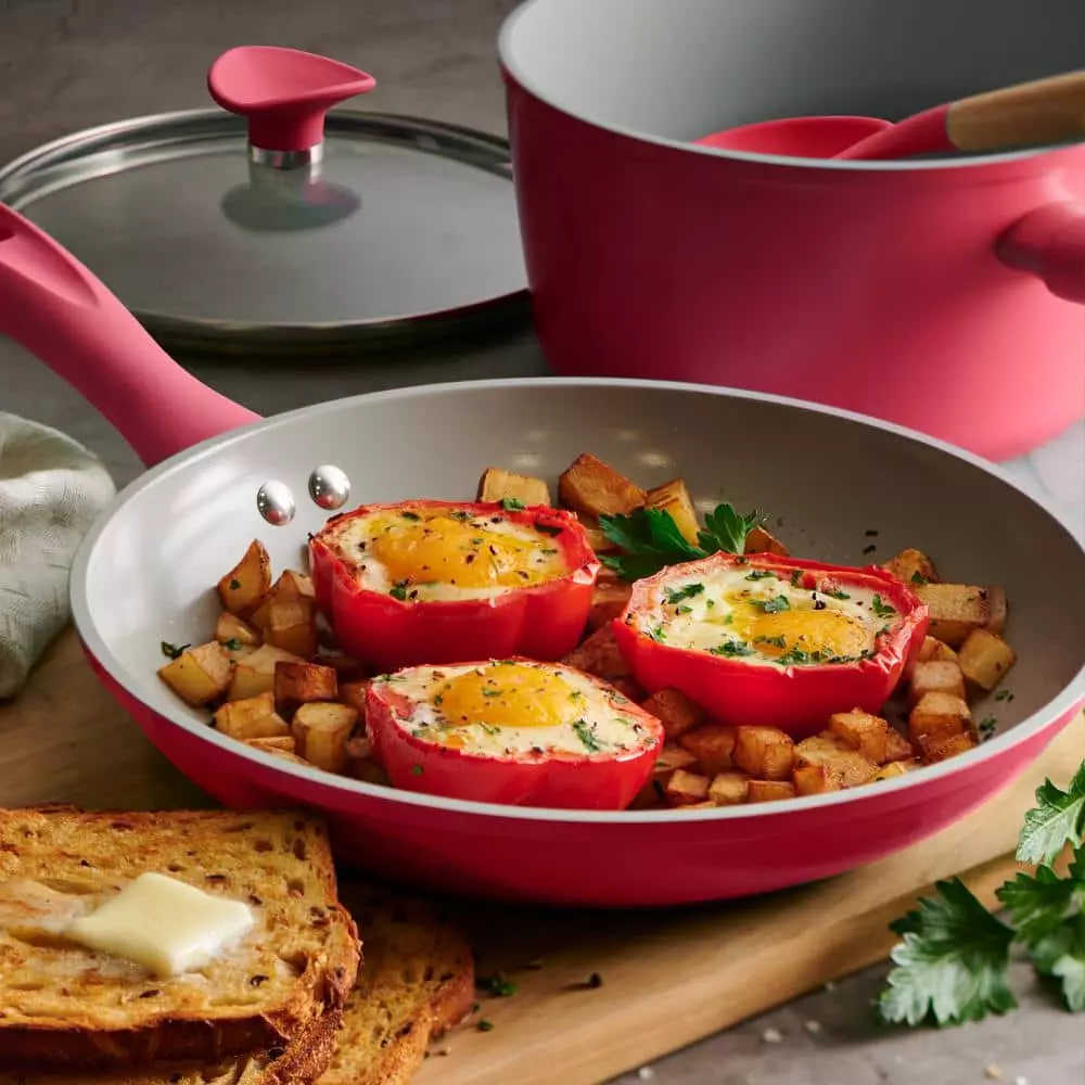 14-Piece Ceramic Cookware Set in Red by Tramontina 5 14-Piece Ceramic Cookware Set in Red by Tramontina - Image 3