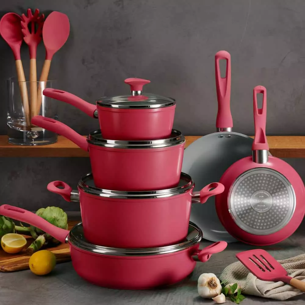 14-Piece Ceramic Cookware Set in Red by Tramontina 4 14-Piece Ceramic Cookware Set in Red by Tramontina - Image 2