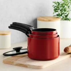6-Piece Red Nesting Nonstick Sauce Pan Set by Tramontina -Cookware Sales Shop red tramontina sauce pans 80156 065ds 66 1000