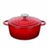 1-Piece 2.6 qt. Red Round Enamel Cast Iron Dutch Oven with Lid by Velaze -Cookware Sales Shop red velaze dutch ovens vlz zt y02 64 1000