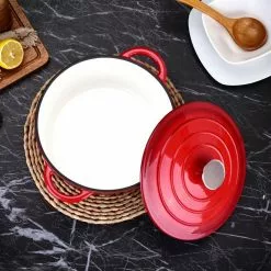 1-Piece 4 qt. Red Round Enamel Cast Iron Dutch Oven with Lid by Velaze 11 1-Piece 4 qt. Red Round Enamel Cast Iron Dutch Oven with Lid by Velaze -Cookware Sales Shop red velaze dutch ovens vlz zt y03 4f 1000