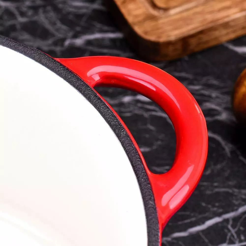 1-Piece 4 qt. Red Round Enamel Cast Iron Dutch Oven with Lid by Velaze 8 1-Piece 4 qt. Red Round Enamel Cast Iron Dutch Oven with Lid by Velaze - Image 6