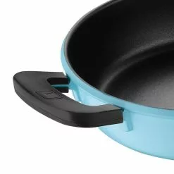 4 qt. Aluminum Saute Pan with Lid by BERGNER 15 4 qt. Aluminum Saute Pan with Lid by BERGNER -Cookware Sales Shop retro blue saute pans bgus14005blu fa 1000