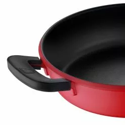 4 qt. Aluminum Saute Pan with Lid by BERGNER 15 4 qt. Aluminum Saute Pan with Lid by BERGNER -Cookware Sales Shop retro red saute pans bgus14005red fa 1000