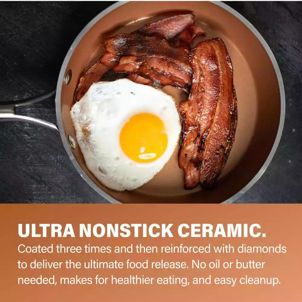 Hammered Copper 20-Piece Aluminum Non-Stick Cookware and Bakeware Set by Gotham Steel 9 Hammered Copper 20-Piece Aluminum Non-Stick Cookware and Bakeware Set by Gotham Steel - Image 7