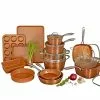 Hammered Copper 20-Piece Aluminum Non-Stick Cookware and Bakeware Set by Gotham Steel