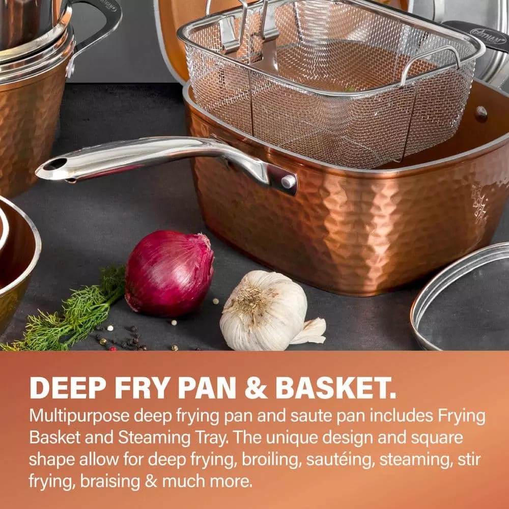 Hammered Copper 20-Piece Aluminum Non-Stick Cookware and Bakeware Set by Gotham Steel 7 Hammered Copper 20-Piece Aluminum Non-Stick Cookware and Bakeware Set by Gotham Steel - Image 5