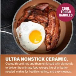 Hammered Copper 10-Piece Aluminum Non-Stick Cookware Set with Glass Lids by Gotham Steel -Cookware Sales Shop rose copper gotham steel skillets 2304 4f 1000