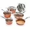 Hammered Copper 10-Piece Aluminum Non-Stick Cookware Set with Glass Lids by Gotham Steel 2 Hammered Copper 10-Piece Aluminum Non-Stick Cookware Set with Glass Lids by Gotham Steel -Cookware Sales Shop rose copper gotham steel skillets 2304 64 1000