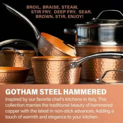 Hammered Copper 5.5 Inch Aluminum Non-Stick Ti-Ceramic Fry Pan by Gotham Steel 8 Hammered Copper 5.5 Inch Aluminum Non-Stick Ti-Ceramic Fry Pan by Gotham Steel -Cookware Sales Shop rose copper gotham steel skillets 2766 4f 1000