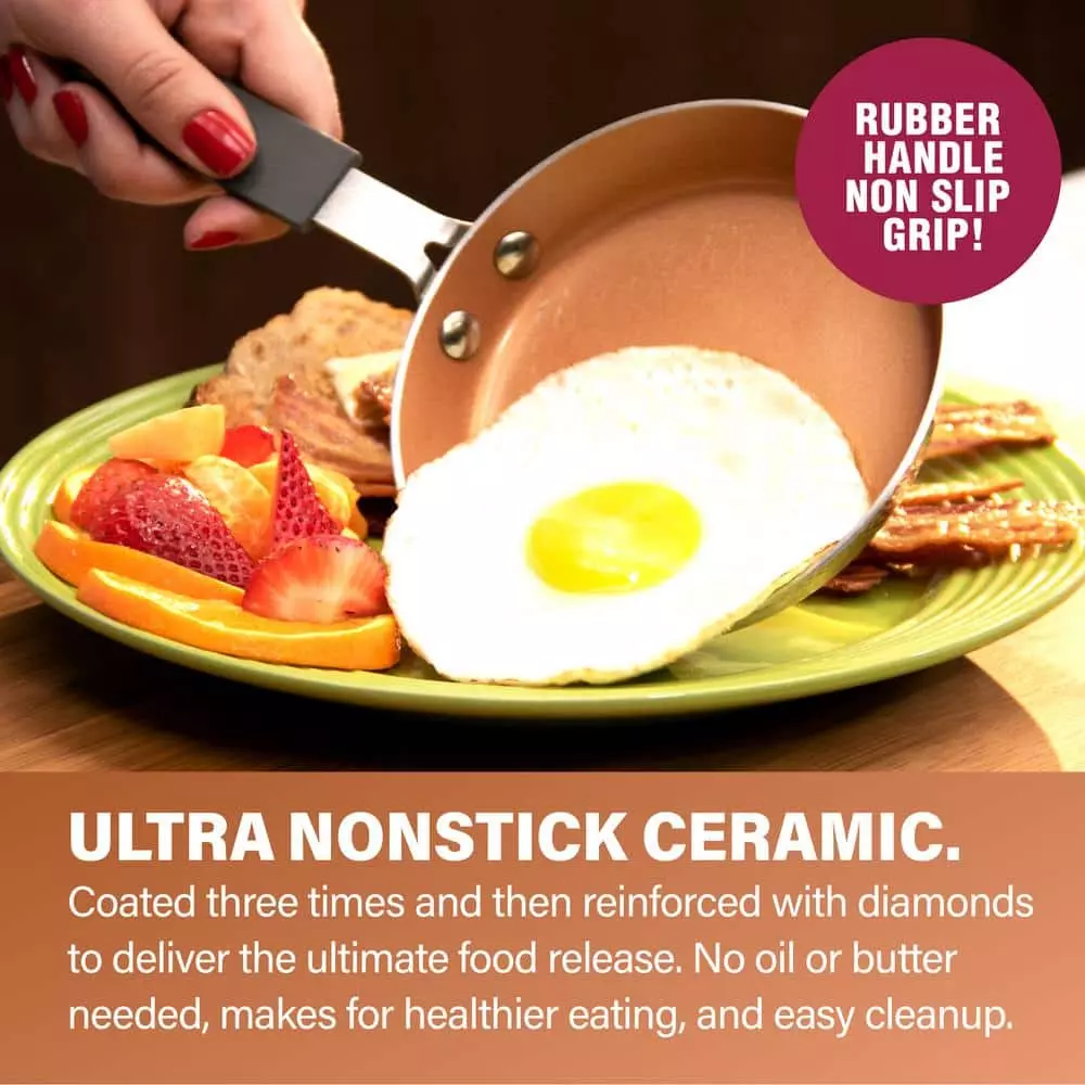 Hammered Copper 5.5 Inch Aluminum Non-Stick Ti-Ceramic Fry Pan by Gotham Steel 4 Hammered Copper 5.5 Inch Aluminum Non-Stick Ti-Ceramic Fry Pan by Gotham Steel - Image 2