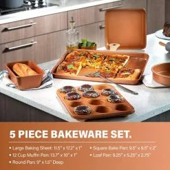 Hammered Copper 15-Piece Aluminum Non-Stick Cookware Set and Bakeware Set by Gotham Steel 17 Hammered Copper 15-Piece Aluminum Non-Stick Cookware Set and Bakeware Set by Gotham Steel -Cookware Sales Shop rose copper gotham steel skillets 2984 31 1000