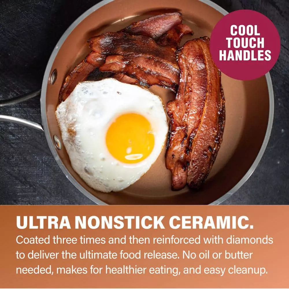 Hammered Copper 15-Piece Aluminum Non-Stick Cookware Set and Bakeware Set by Gotham Steel 5 Hammered Copper 15-Piece Aluminum Non-Stick Cookware Set and Bakeware Set by Gotham Steel - Image 3