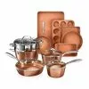 Hammered Copper 15-Piece Aluminum Non-Stick Cookware Set and Bakeware Set by Gotham Steel 2 Hammered Copper 15-Piece Aluminum Non-Stick Cookware Set and Bakeware Set by Gotham Steel -Cookware Sales Shop rose copper gotham steel skillets 2984 64 1000