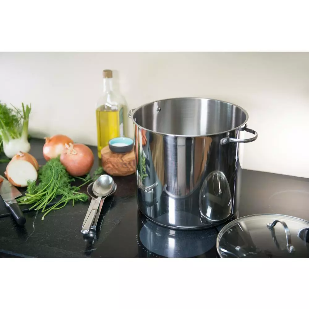 Endurance 12 qt. Stainless Steel Stock Pot with Glass Lid by RSVP International 4 Endurance 12 qt. Stainless Steel Stock Pot with Glass Lid by RSVP International - Image 2