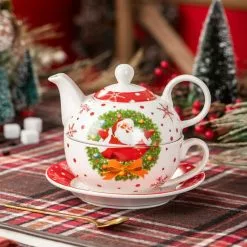 Santaclaus 1-Cup White and Red Christmas Porcelain Tea Set with Teapot, Teacup and Saucer by VEWEET 11 Santaclaus 1-Cup White and Red Christmas Porcelain Tea Set with Teapot, Teacup and Saucer by VEWEET -Cookware Sales Shop santaclaus veweet tea kettles santaclaus tfo 4f 1000