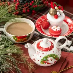 Santaclaus 1-Cup White and Red Christmas Porcelain Tea Set with Teapot, Teacup and Saucer by VEWEET 14 Santaclaus 1-Cup White and Red Christmas Porcelain Tea Set with Teapot, Teacup and Saucer by VEWEET -Cookware Sales Shop santaclaus veweet tea kettles santaclaus tfo fa 1000