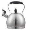 10 Cups Satin Finish Stainless Steel Whistling Tea Kettle with Aluminum Capsulated Bottom for Fast Boiling Heat Water by Creative Home