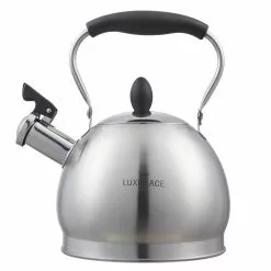 10 Cups Satin Finish Stainless Steel Whistling Tea Kettle with Aluminum Capsulated Bottom for Fast Boiling Heat Water by Creative Home