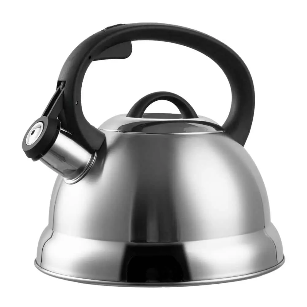 9 Cups Satin Finish Stainless Steel Whistling Tea Kettle Teapot with Ergonomic Cool Touch Handle by Creative Home 3 9 Cups Satin Finish Stainless Steel Whistling Tea Kettle Teapot with Ergonomic Cool Touch Handle by Creative Home