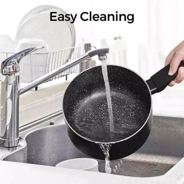 CSK 3 qt. Aluminum Non-Stick Sauce Pan in Black with Lid by Unbranded 5 CSK 3 qt. Aluminum Non-Stick Sauce Pan in Black with Lid by Unbranded - Image 3