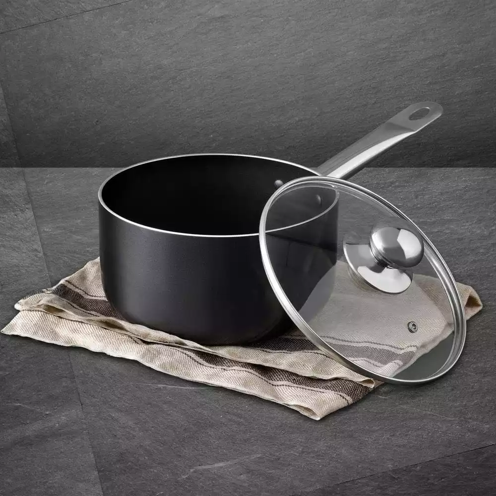 3.5 qt. Aluminum Nonstick Sauce Pan in Black with Lid by BERGNER 7 3.5 qt. Aluminum Nonstick Sauce Pan in Black with Lid by BERGNER - Image 5