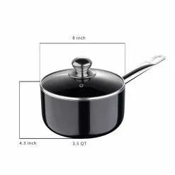 3.5 qt. Aluminum Nonstick Sauce Pan in Black with Lid by BERGNER 11 3.5 qt. Aluminum Nonstick Sauce Pan in Black with Lid by BERGNER -Cookware Sales Shop sauce pans bgus12026blk 4f 1000